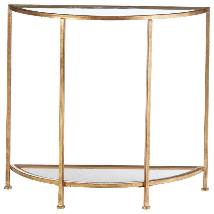 Antique Gold And Glass Console Tables For Current Home Decorators Collection Bella Demilune Gold Leaf Metal (View 7 of 10)