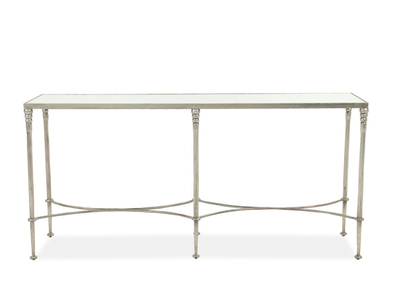 Antiqued Glass Top Casual Console Table In Silver Within Recent Antique Silver Aluminum Console Tables (View 6 of 10)