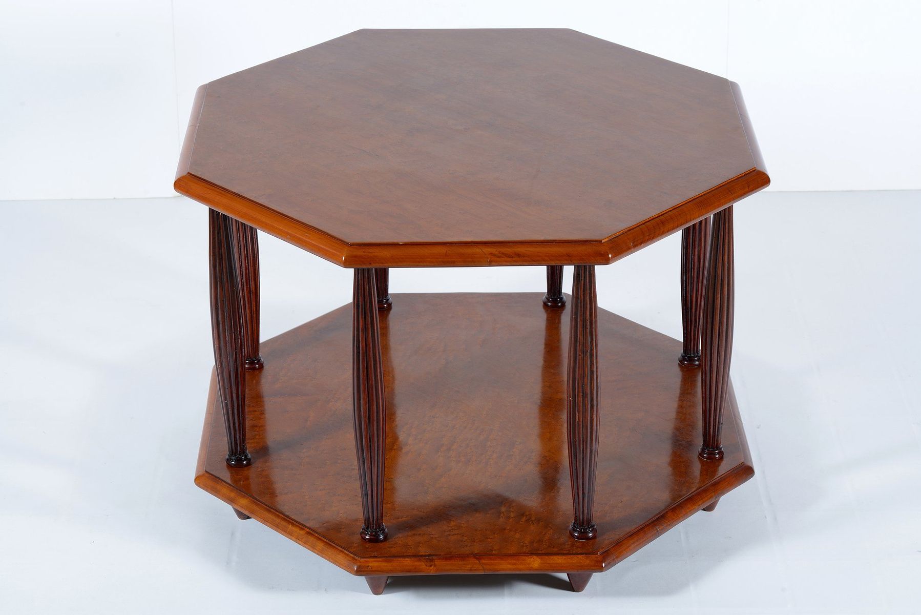 Art Deco Italian Octagonal Bird Eyes Maple Sofa Coffee For Current Octagon Console Tables (View 8 of 10)