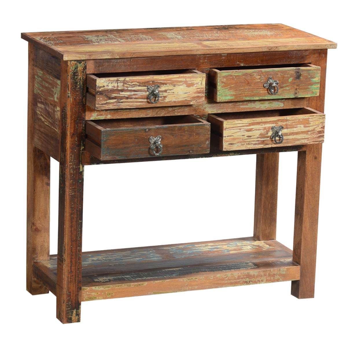 Ashland Rustic Reclaimed Wood 4 Drawer Hallway Console Table For Well Liked Rustic Espresso Wood Console Tables (View 9 of 10)