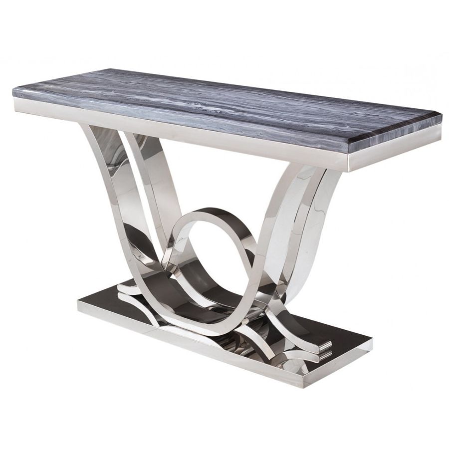 Azura Grey Marble Effect & Chrome Console Table – Lycroft Regarding Newest Marble Console Tables Set Of  (View 8 of 10)