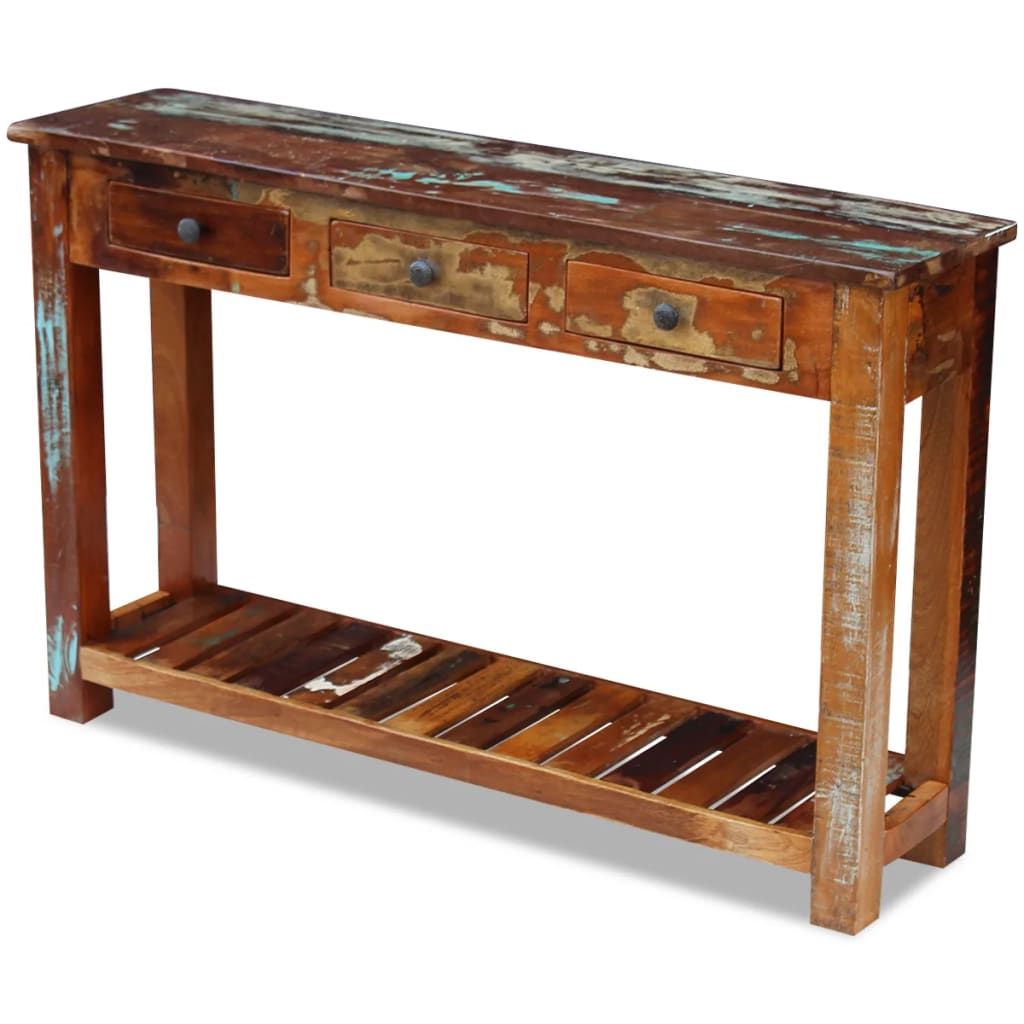 Barnwood Console Tables For 2019 Vidaxl Console Table Solid Reclaimed Wood 120x30x76 Cm (View 7 of 10)