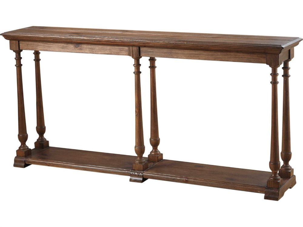 Bassett Mirror Pemberton Smoked Barnside 72'' Wide Within Famous Walnut And Gold Rectangular Console Tables (View 3 of 10)