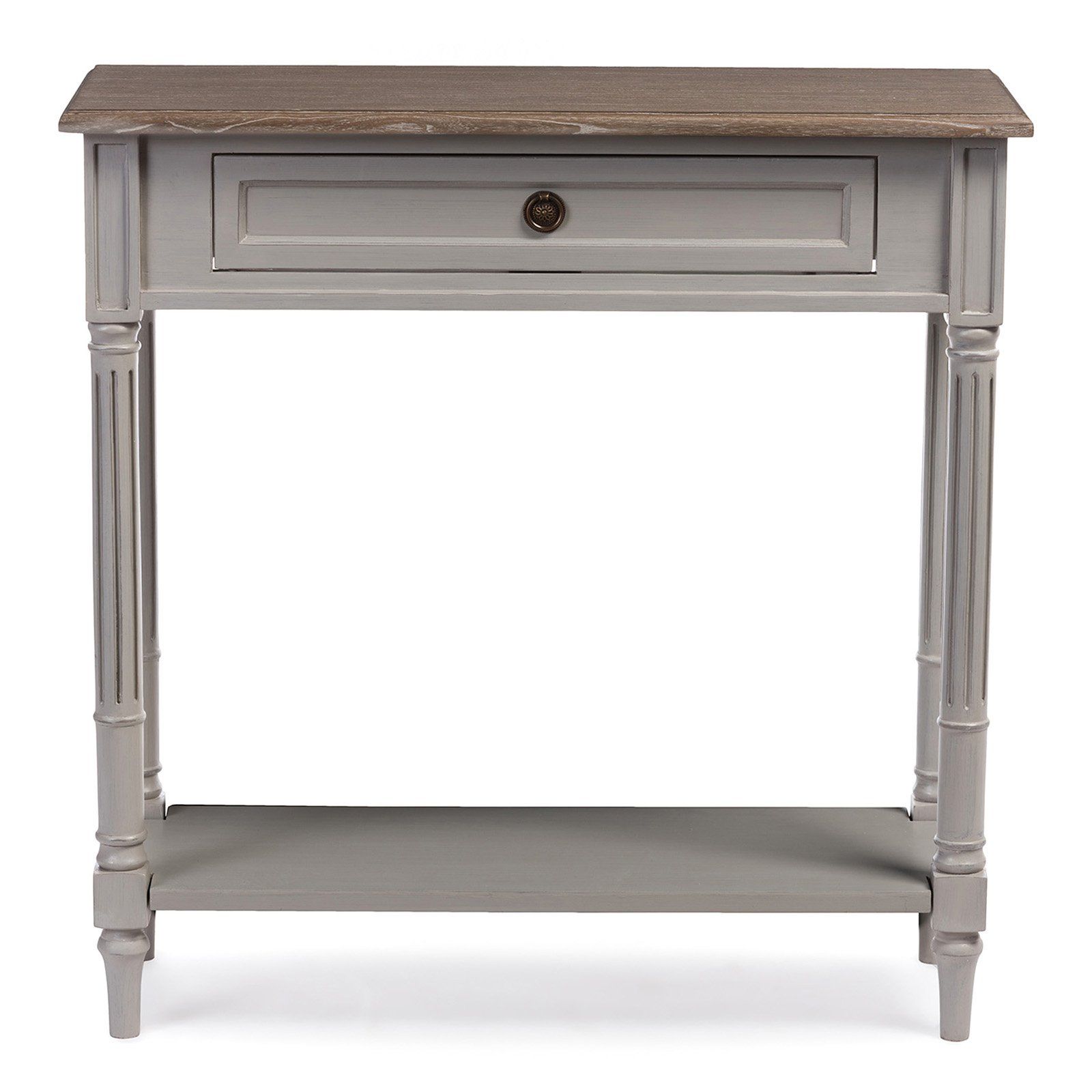 Baxton Studio Edouard Provincial White Wash Distressed Regarding Most Popular Oceanside White Washed Console Tables (View 2 of 10)