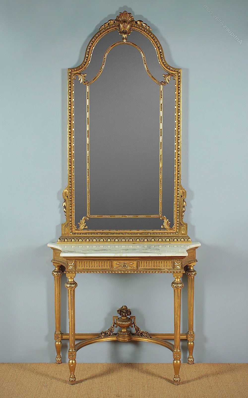 Best And Newest Edwardian Era Marble Top Console Table & Mirror Pertaining To Antique Mirror Console Tables (View 3 of 10)