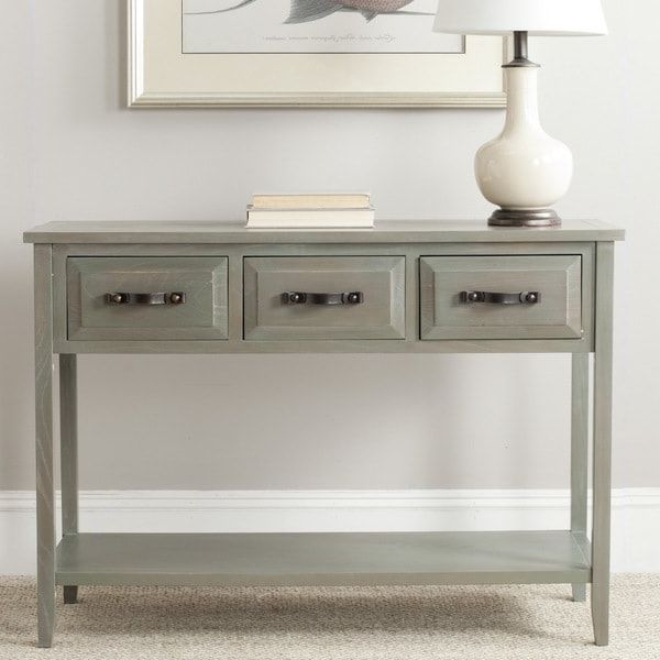 Best And Newest Gray And Gold Console Tables Throughout Safavieh Aiden Antique Grey Console Table –  (View 9 of 10)