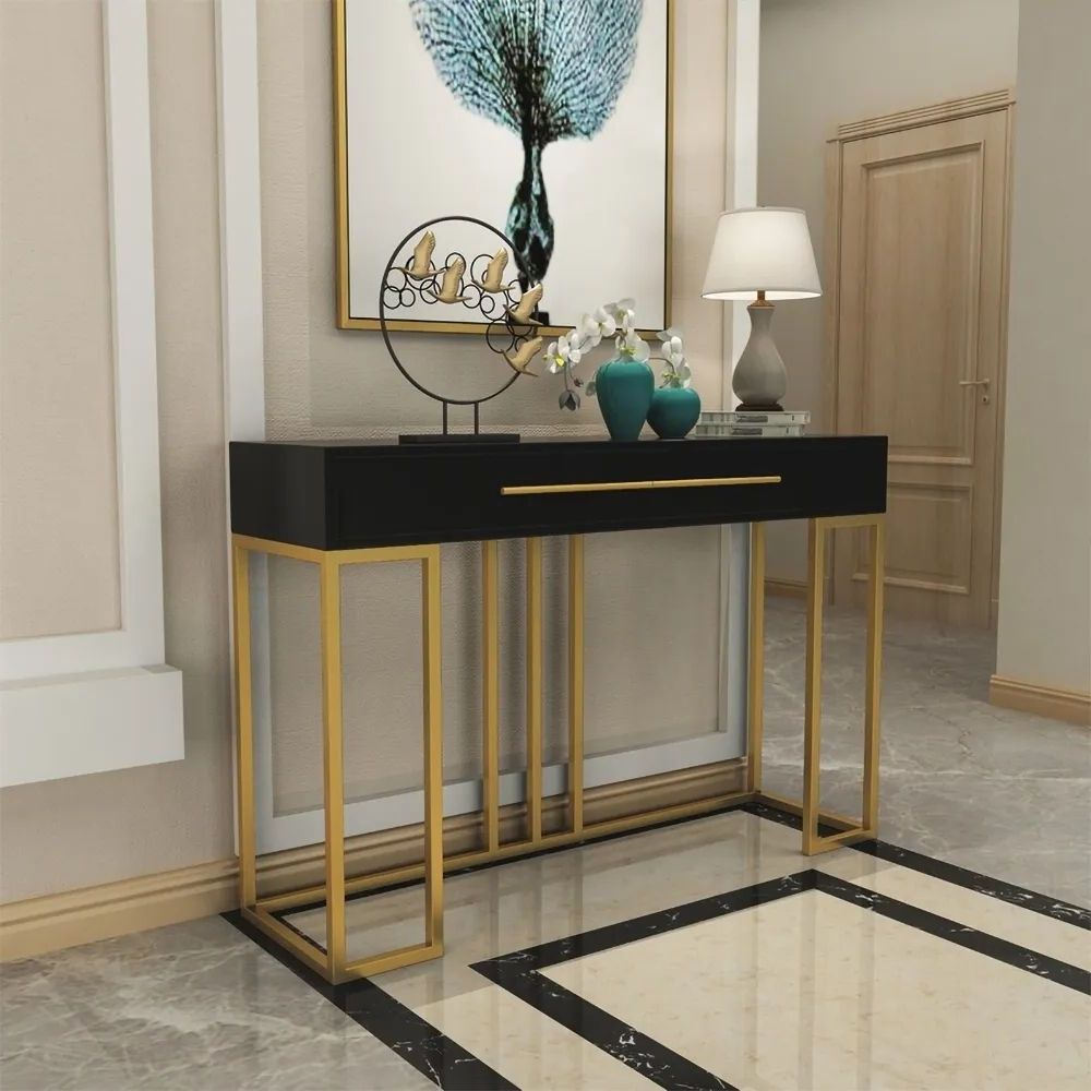 Black Console Table With Drawer Entryway Table Within 2019 Modern Console Tables (View 4 of 10)