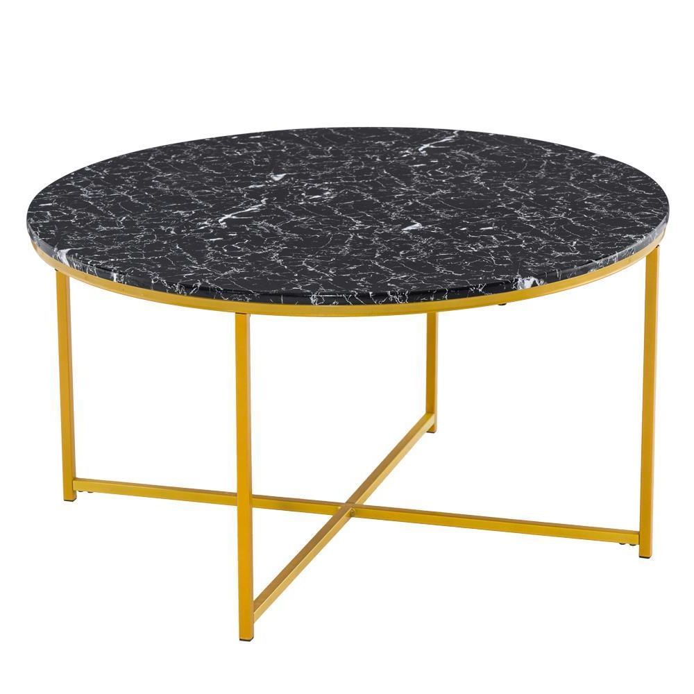 Black Metal And Marble Console Tables With Regard To Fashionable Modern Style Black Metal Round Sofa Side End Table Marble (View 3 of 10)