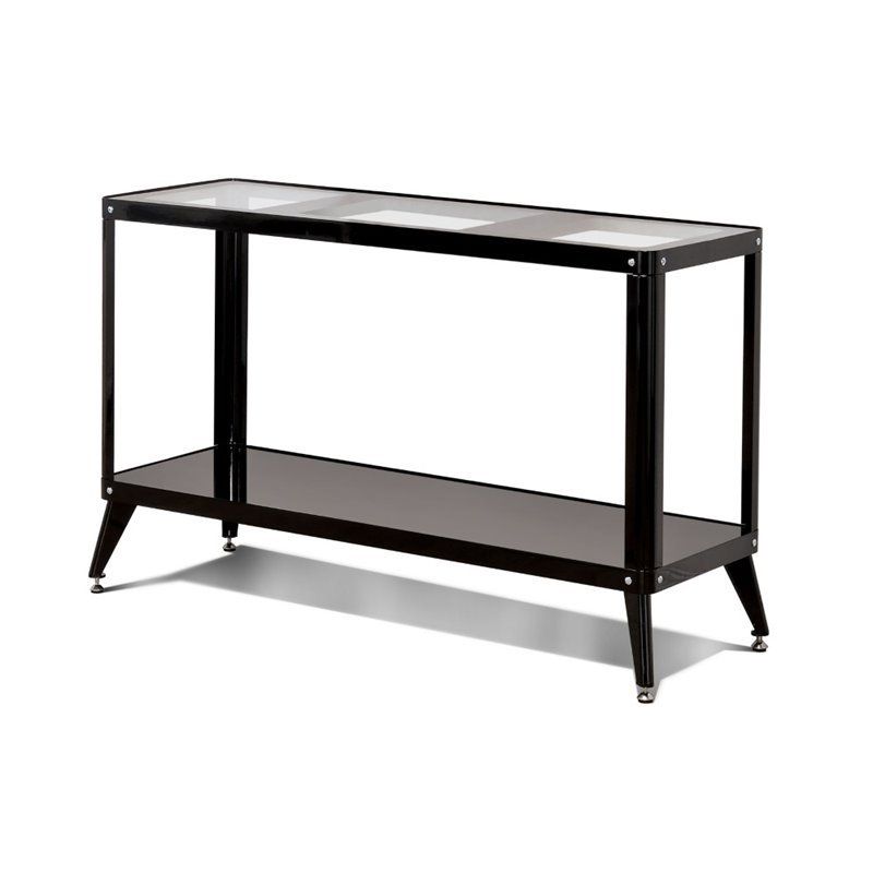 Black Metal Console Tables Throughout Fashionable Furniture Of America Jaxan Metal Glass Top Console Table (View 6 of 10)