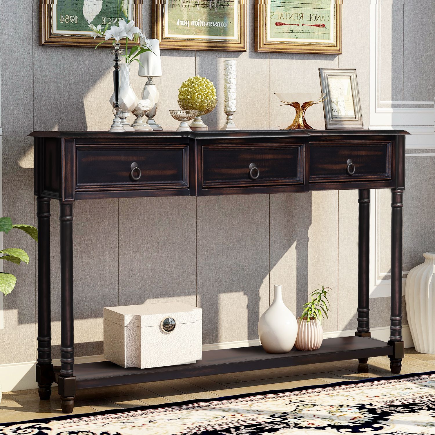Black Wood Storage Console Tables In Most Popular Console Table Buffet Cabinet Sideboard Sofa Table With  (View 1 of 10)
