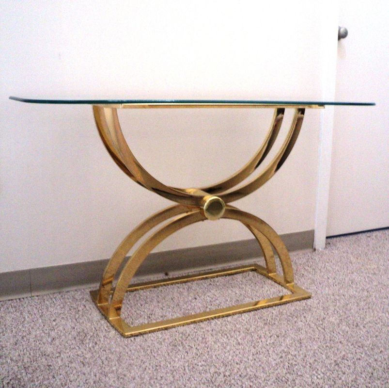 Brass Smoked Glass Console Tables For Preferred Ultra Glam Brass & Glass Console Table – Julesmoderne (View 5 of 10)