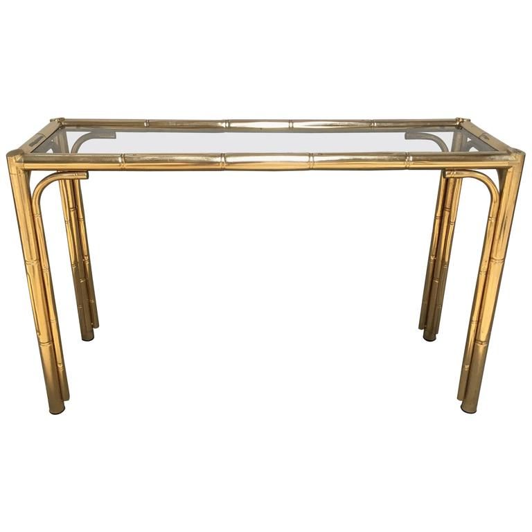 Brass Smoked Glass Console Tables With Regard To Current Carved Faux Bois And Smoked Glass Console Table At 1stdibs (View 4 of 10)