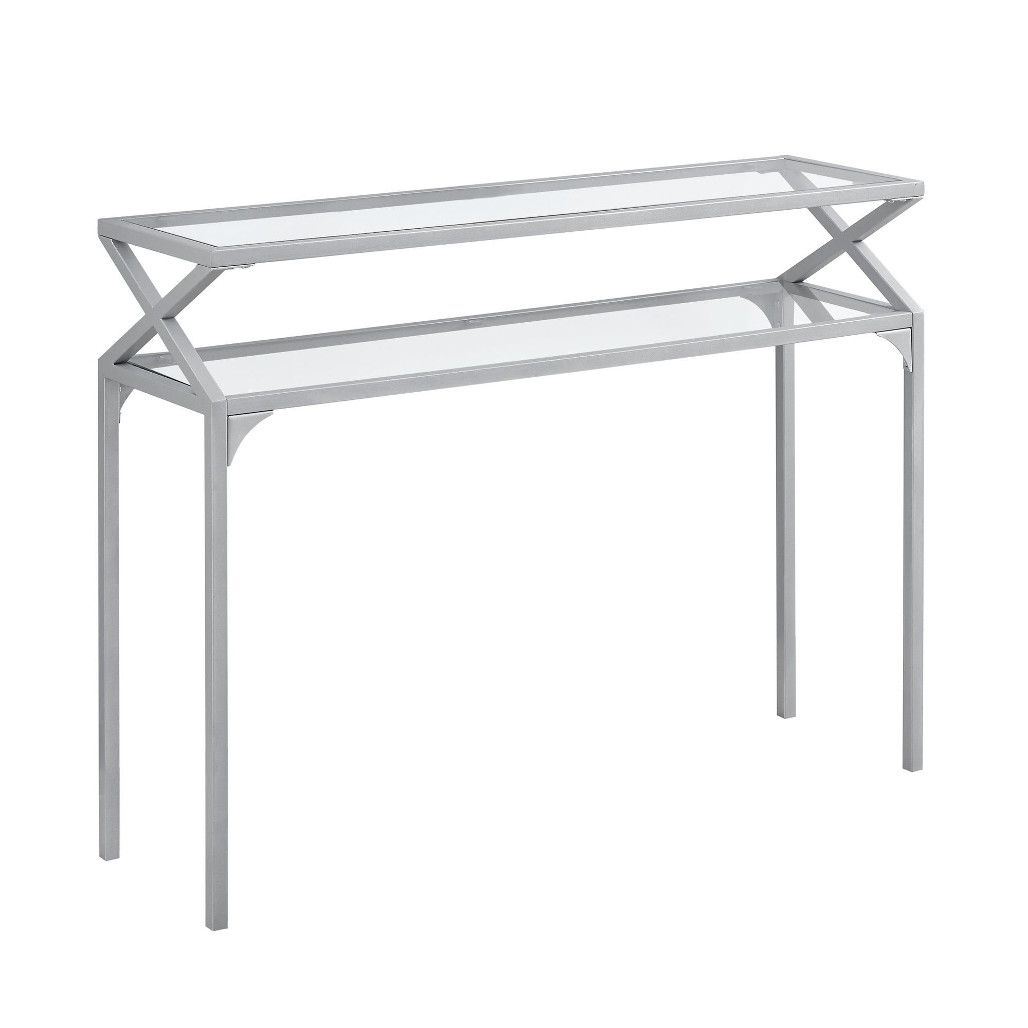Clear Console Tables Inside Popular 42" Clear And Silver Contemporary Rectangular Hall Console (View 8 of 10)