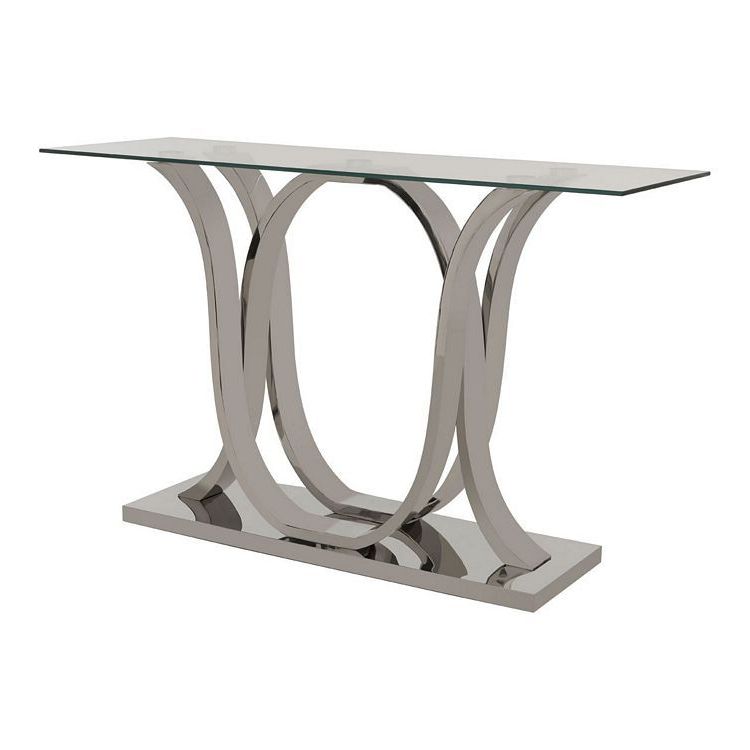 Clear Glass Top Console Tables Within Widely Used Allure Chromed Metal Curved Base And Clear Glass Console (View 5 of 10)