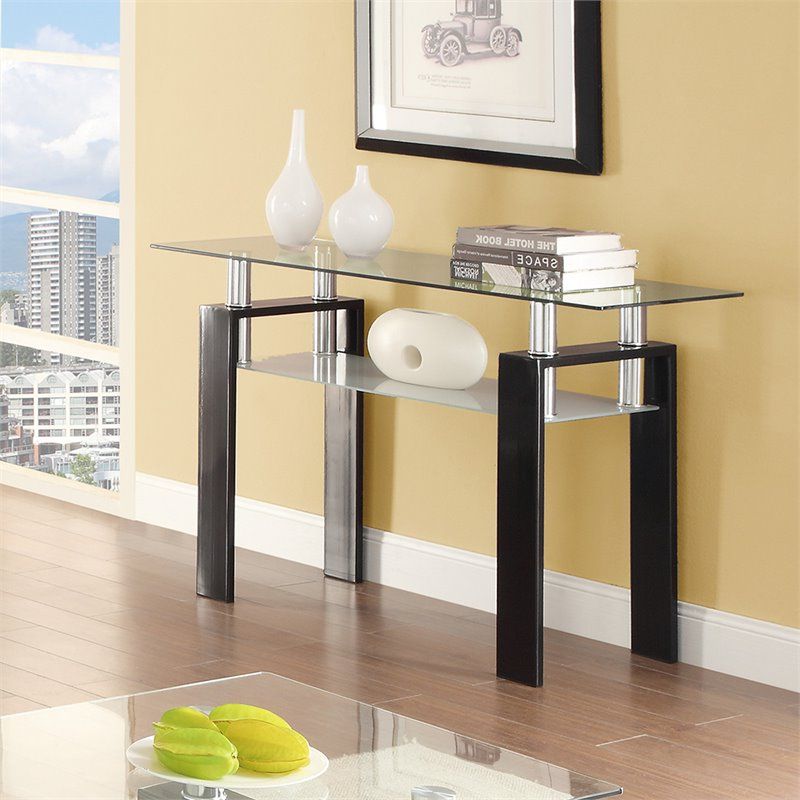 Coaster 1 Shelf Glass Top Console Table In Black – 702289 Regarding Most Recent 1 Shelf Console Tables (View 2 of 10)