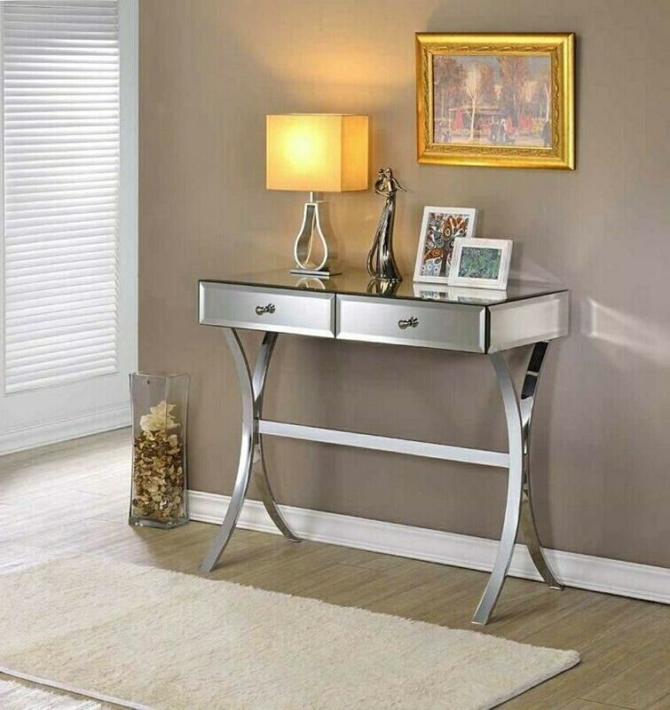 Coaster 950355 Mirror Paneled Hall Console Table With X Within Well Liked Mirrored Modern Console Tables (View 2 of 10)