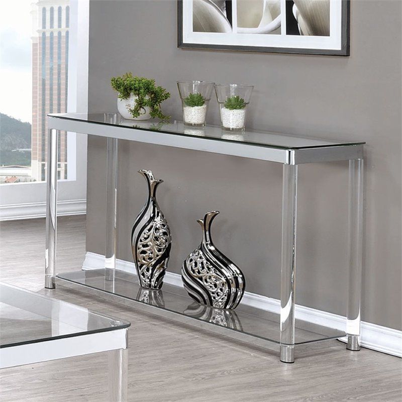 Coaster Claude Glass Top Console Table With Lower Shelf In With Regard To Most Current 1 Shelf Console Tables (View 5 of 10)