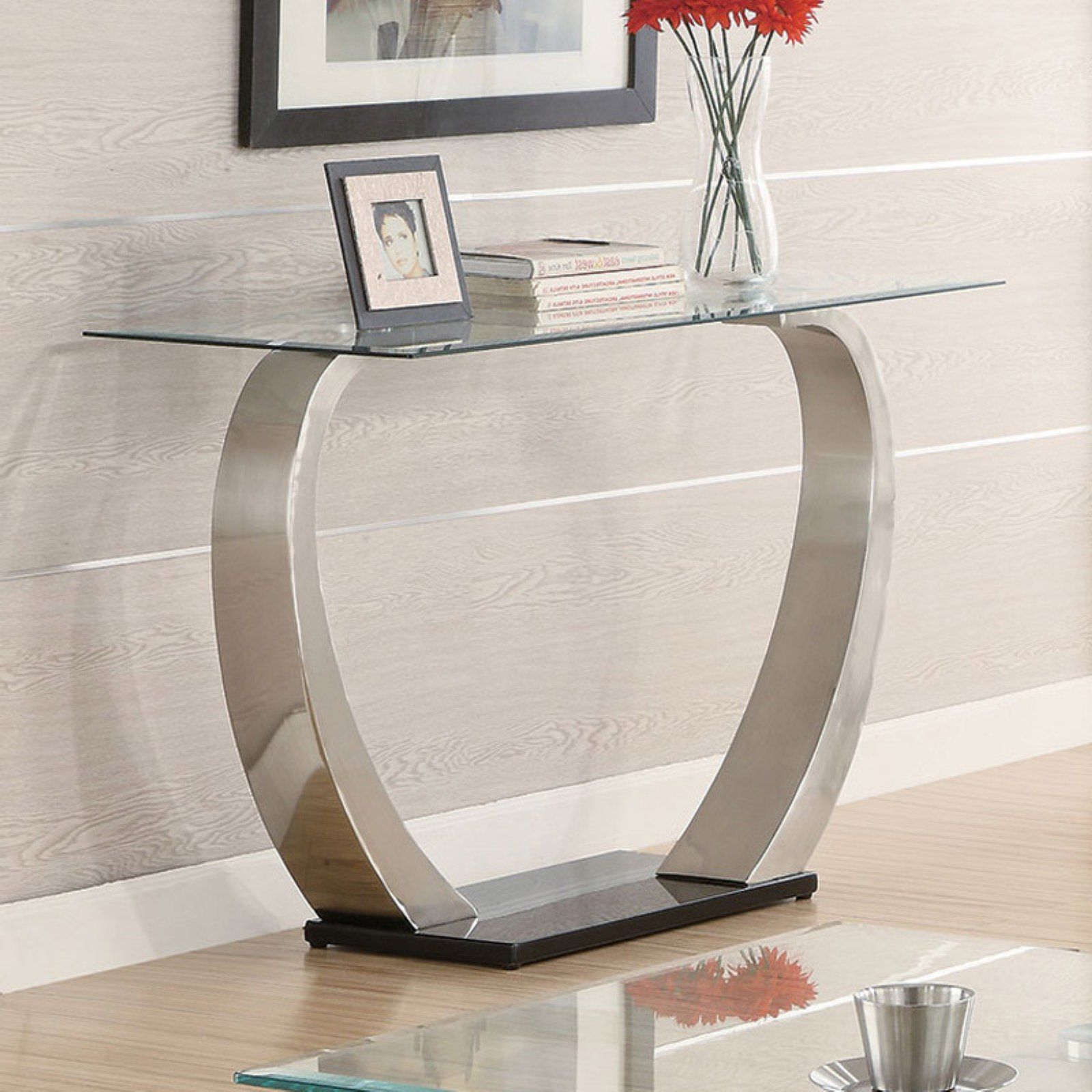 Coaster Furniture Glass Top Console Table – Walmart Inside Most Recent Glass And Pewter Oval Console Tables (View 9 of 10)