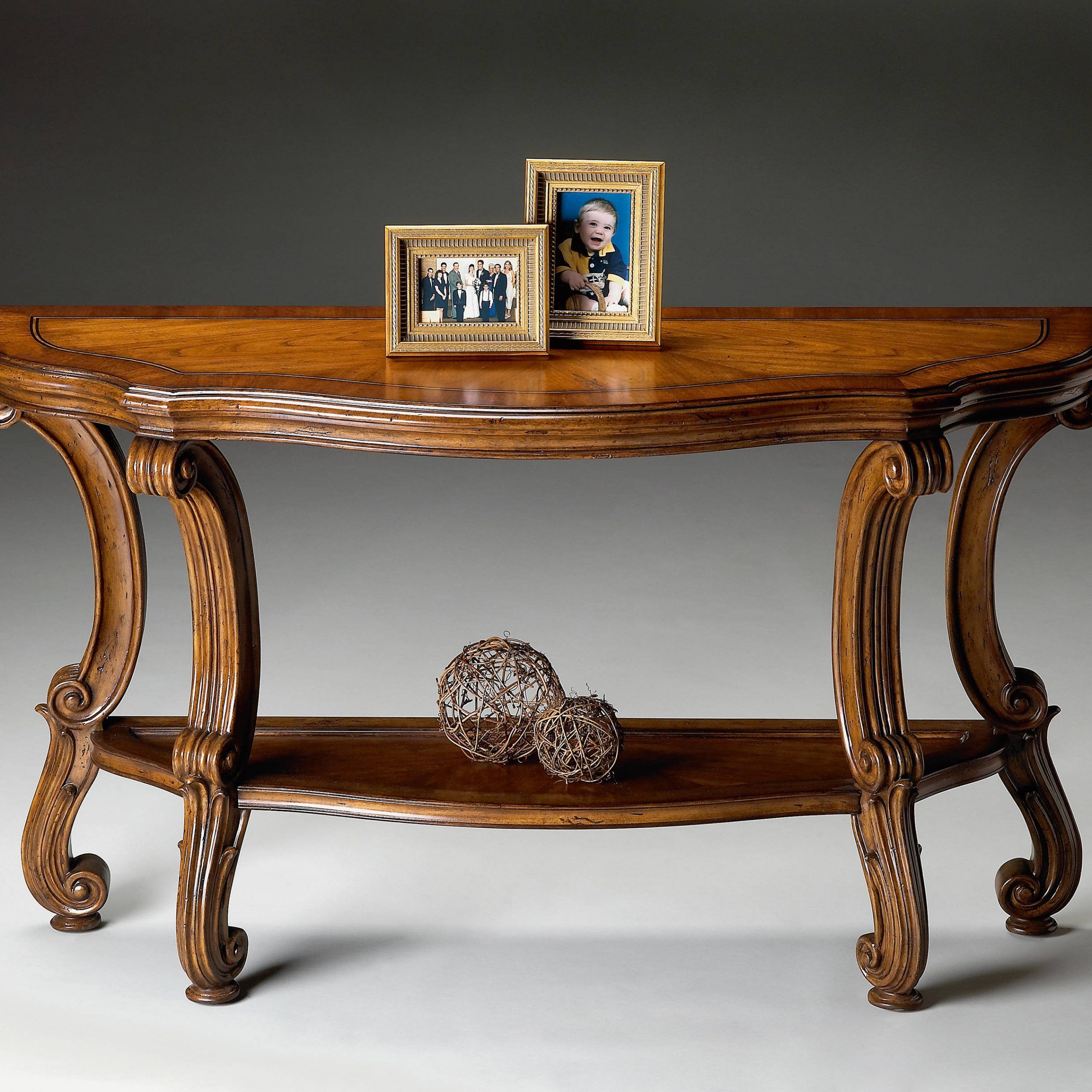Connoisseur Traditional Medium Brown Wood Lower Shelf With Regard To Fashionable Brown Wood Console Tables (View 1 of 10)