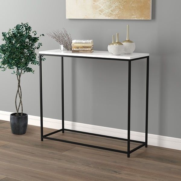 Console Table 31l Marble Black Metal – 31' X 12' X 28 Inside Well Known White Marble Gold Metal Console Tables (View 5 of 10)