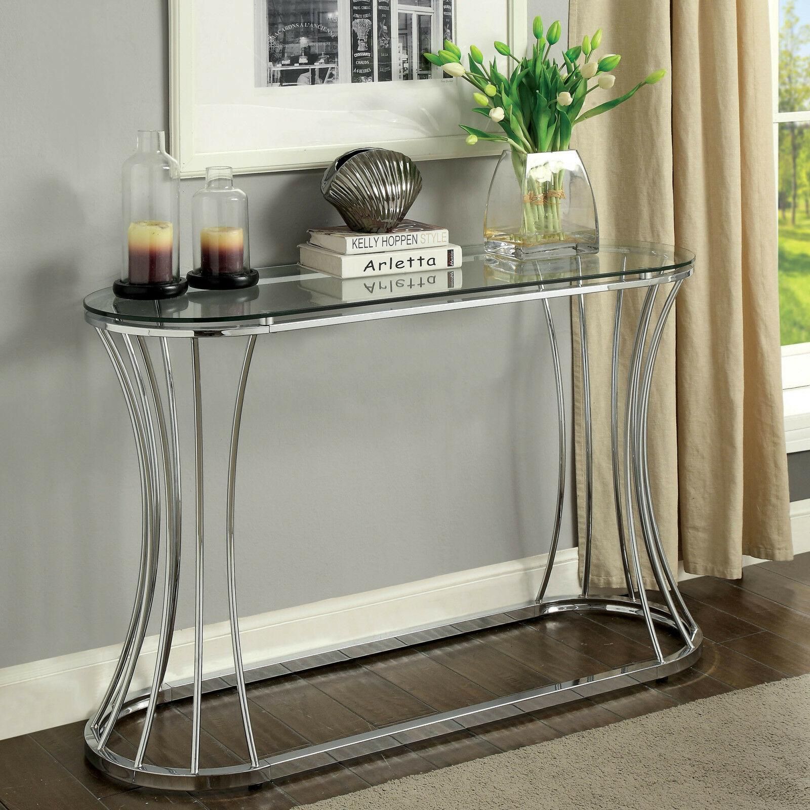 Console Table Modern For Entryway Hallway Furniture Sof Within Widely Used Glass And Gold Oval Console Tables (View 1 of 10)