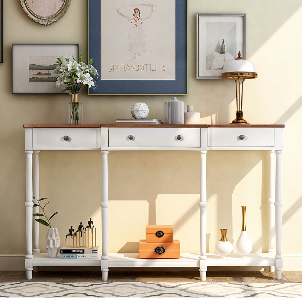 Console Tables For Entryway, Solid Wood Console Table With Inside Best And Newest Geometric White Console Tables (View 4 of 10)