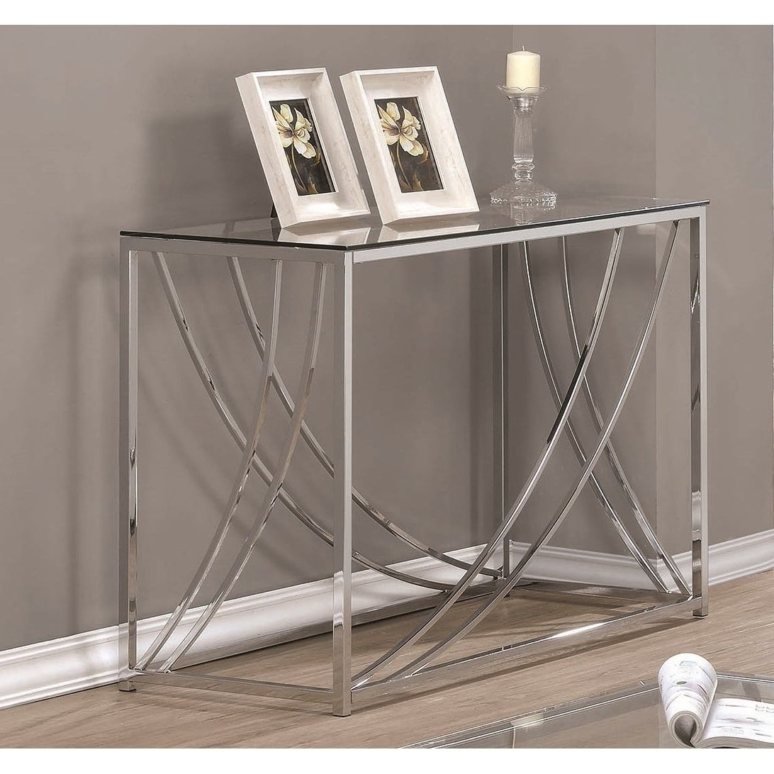 Contemporary Chrome Glass Top Sofa Table – 42.25" X  (View 3 of 10)
