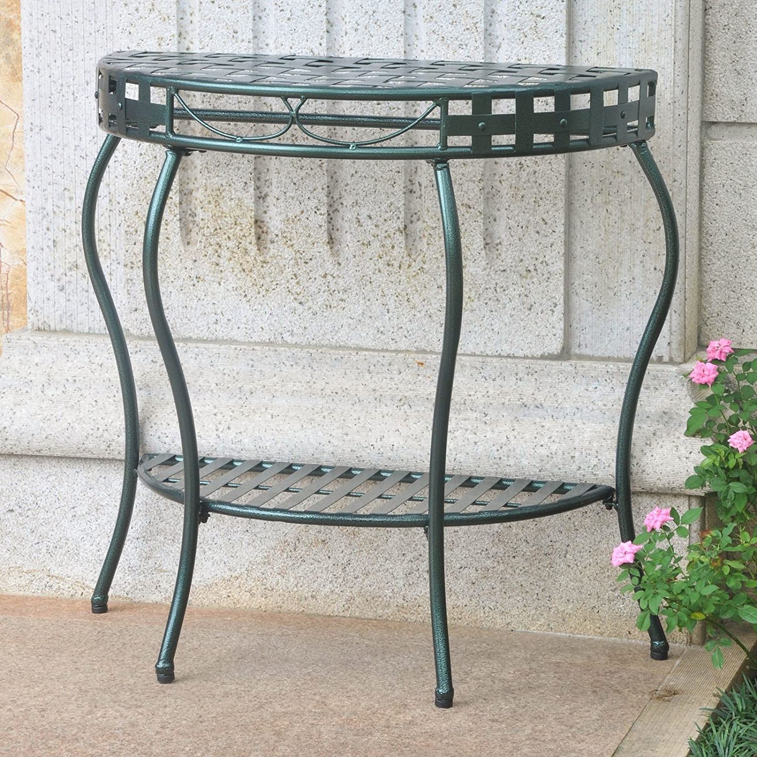 Current International Caravan Santa Fe Iron Patio Console Table In Within Metal Console Tables (View 1 of 10)