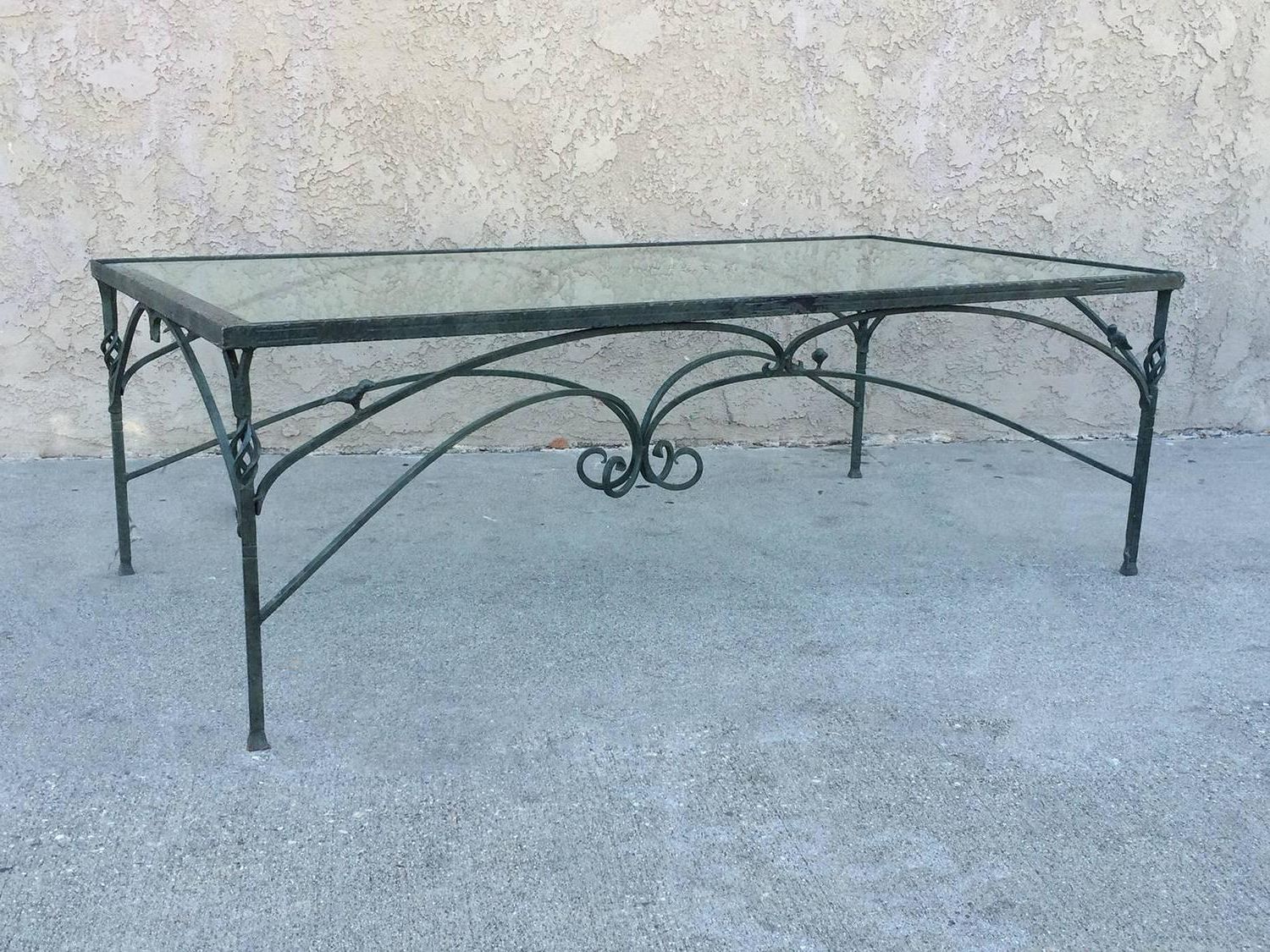 Current Wrought Iron Glass Coffee Table Oval Best Attractive House In Oval Aged Black Iron Console Tables (View 3 of 10)