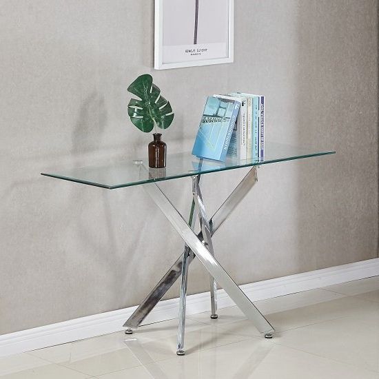 Daytona Glass Console Table Rectangular In Clear With Pertaining To Most Up To Date Rectangular Glass Top Console Tables (View 10 of 10)