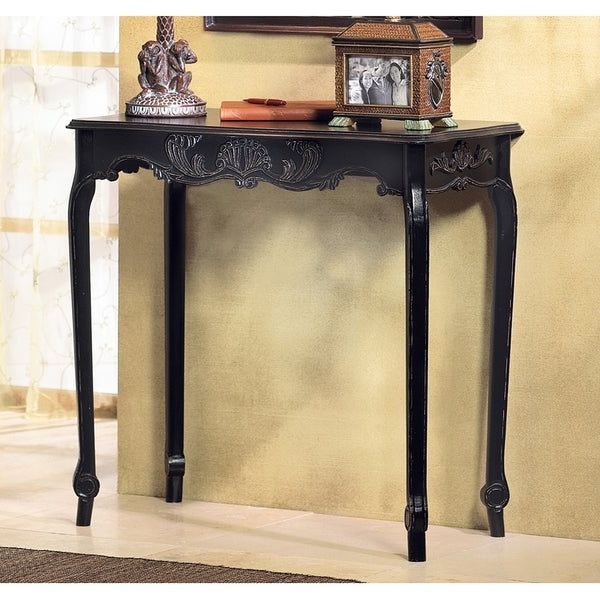 Elizabeth Antique Black Accent Table – Overstock – 11385129 Within Latest Antique White Black Console Tables (View 7 of 10)