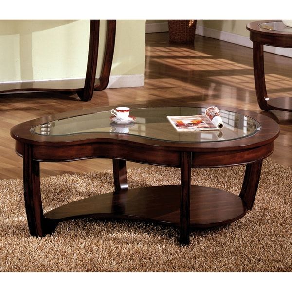 Espresso Wood And Glass Top Console Tables With Regard To Fashionable Furniture Of America Curve Dark Cherry Glass Top Coffee (View 5 of 10)
