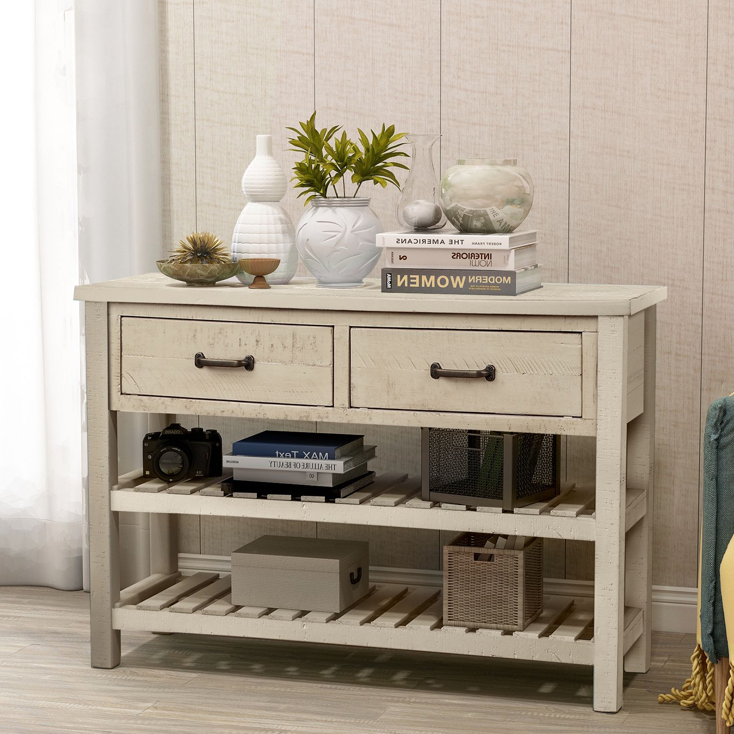 Espresso Wood Storage Console Tables Within Preferred Console Table With 2 Drawers, Retro Sideboard Buffet (View 3 of 10)