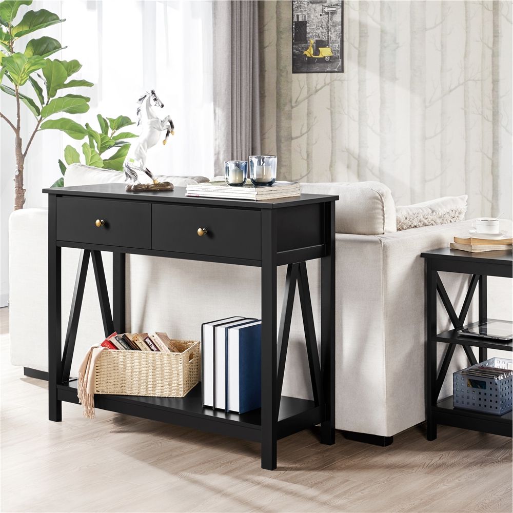 Famous Black Wood Storage Console Tables Within Topeakmart Wooden Console Table Sofa Side Table Entryway (View 9 of 10)