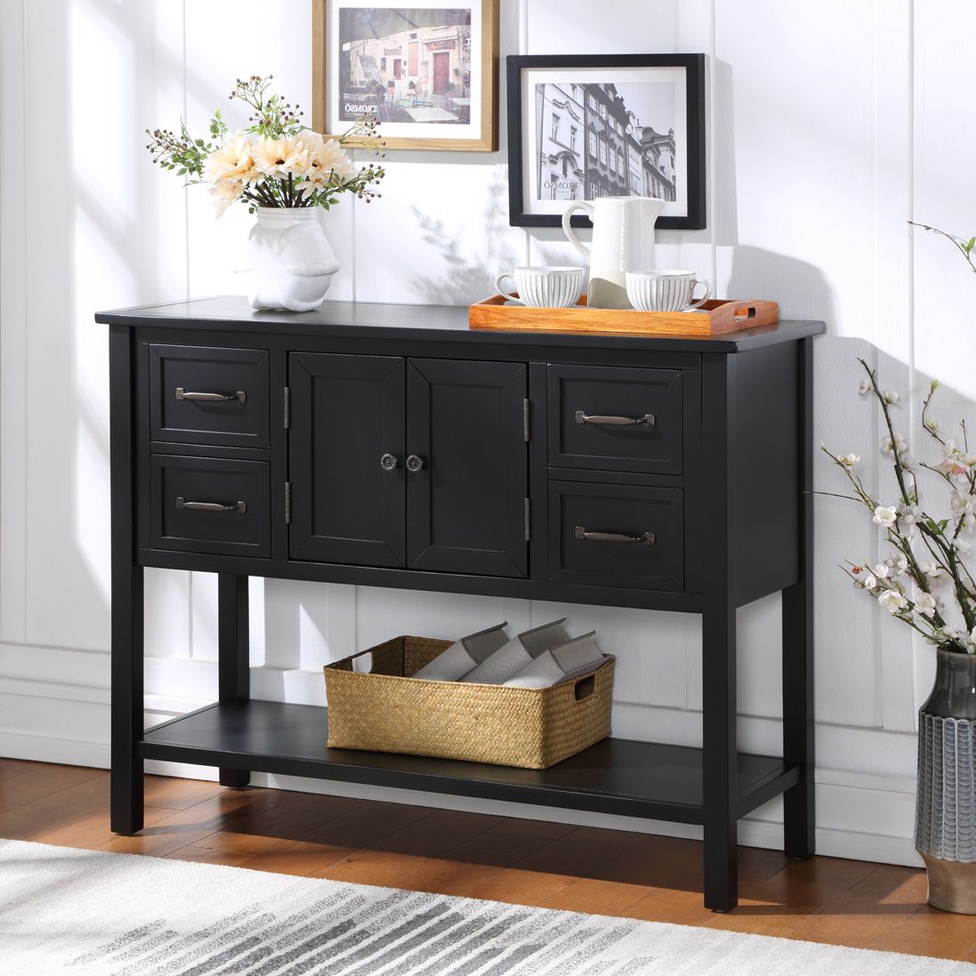 Famous Open Storage Console Tables Inside White Console Table, Segmart Accent Buffet Sideboard Table (View 3 of 10)