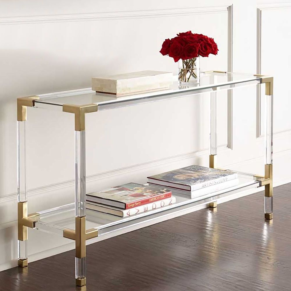 Famous Rectangular Glass Top Console Tables In Narrow Console Table With Shelf Tempered Glass Top (View 8 of 10)
