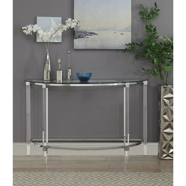 Famous Shop Acrylic And Metal Half Moon Sofa Table With Glass Top In Gold And Clear Acrylic Console Tables (View 8 of 10)