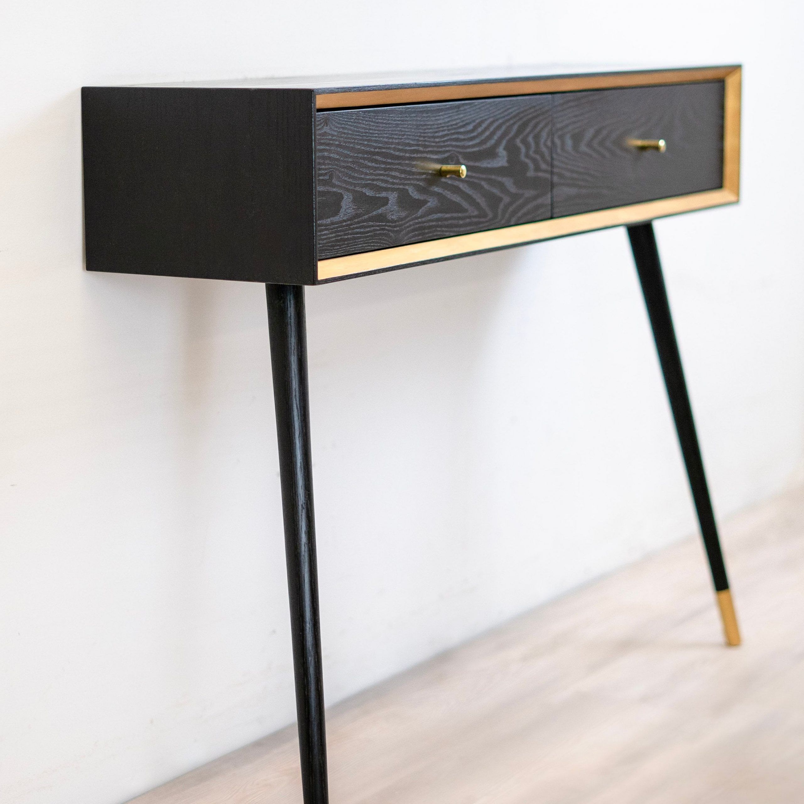 Famous Solid Wood Console Table, Entryway Mcm Black And Gold With Regard To Black And Gold Console Tables (View 1 of 10)