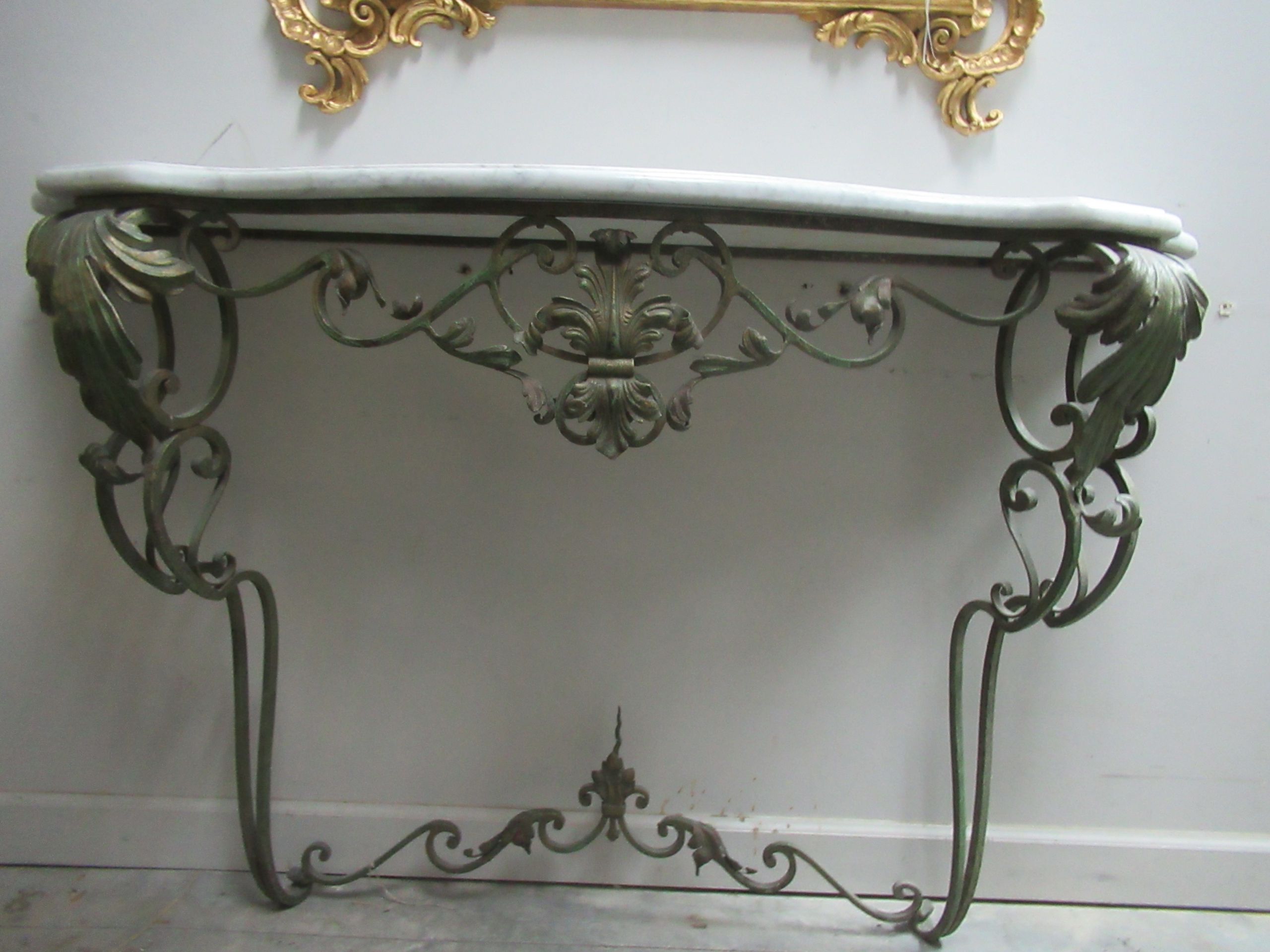 Fashionable Late 19th Century French Louis Xv Painted Iron Console W In Faux White Marble And Metal Console Tables (View 7 of 10)