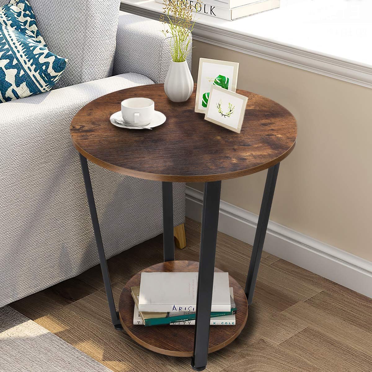 Fashionable Round Console Tables Intended For Industrial Side Table End Table Nightstand Table Round (View 1 of 10)