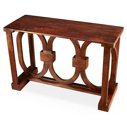 Fashionable Warm Pecan Console Tables With Regard To Lucas Oval Console, Pecan, Brimming With Impressive (View 5 of 10)