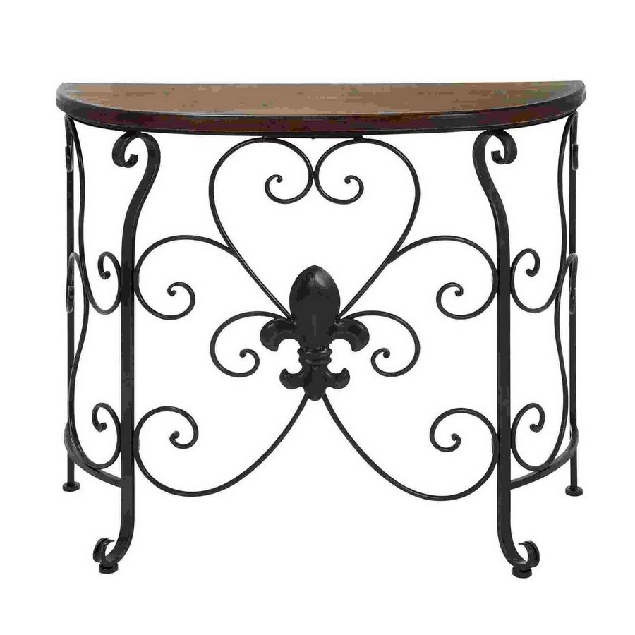 Fashionable Woodland Imports Metal Half Round Console And Sofa Table Pertaining To Antique Brass Aluminum Round Console Tables (View 8 of 10)