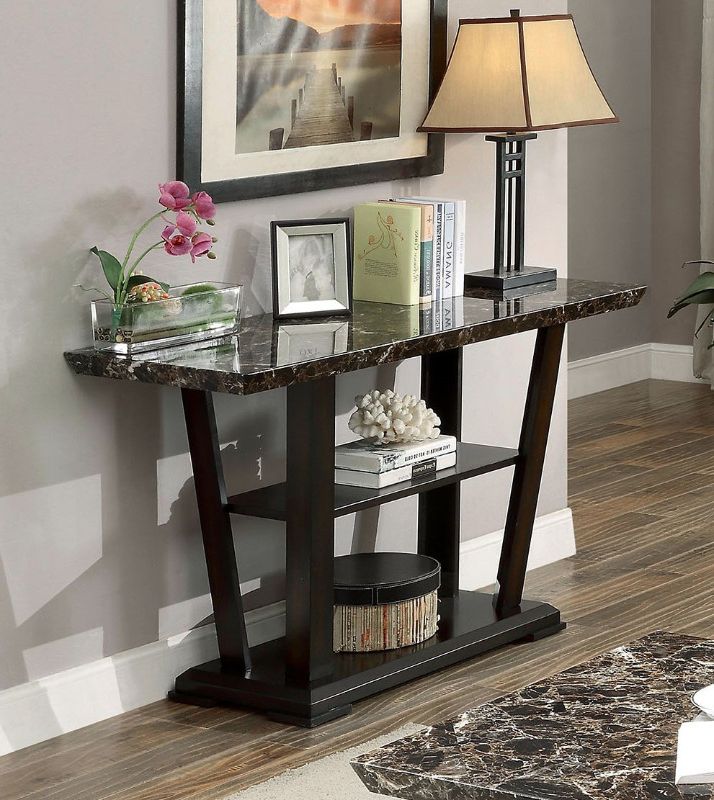 Faux Marble Console Tables For Well Known Cm4933s Clayton Dark Walnut Finish Wood Faux Marble Top (View 4 of 10)