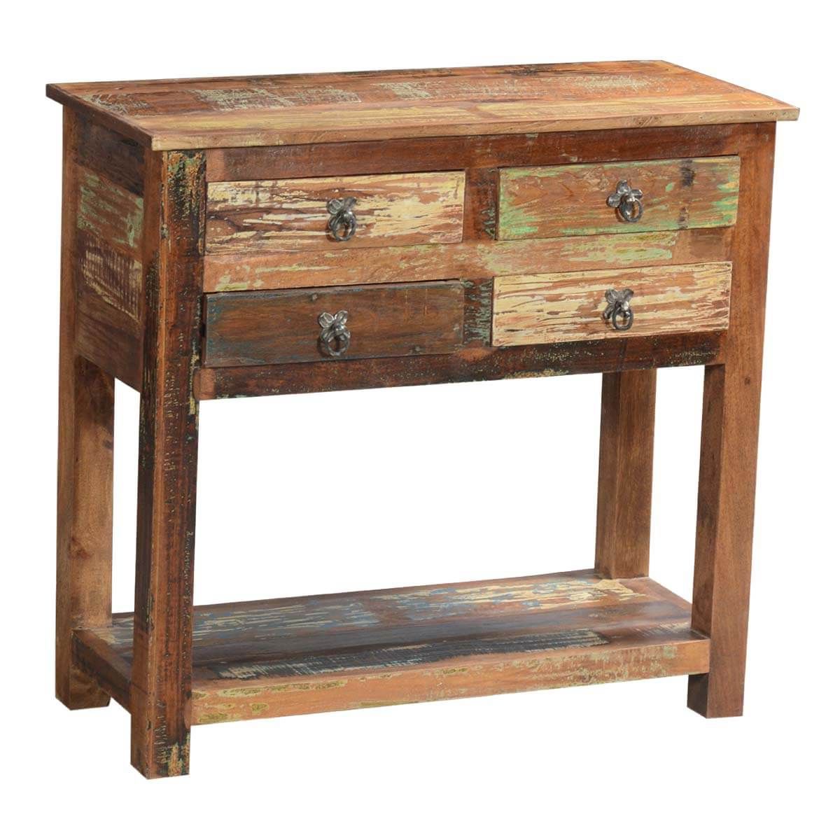 Favorite Barnwood Console Tables With Regard To Ashland Rustic Reclaimed Wood 4 Drawer Hallway Console Table (View 1 of 10)