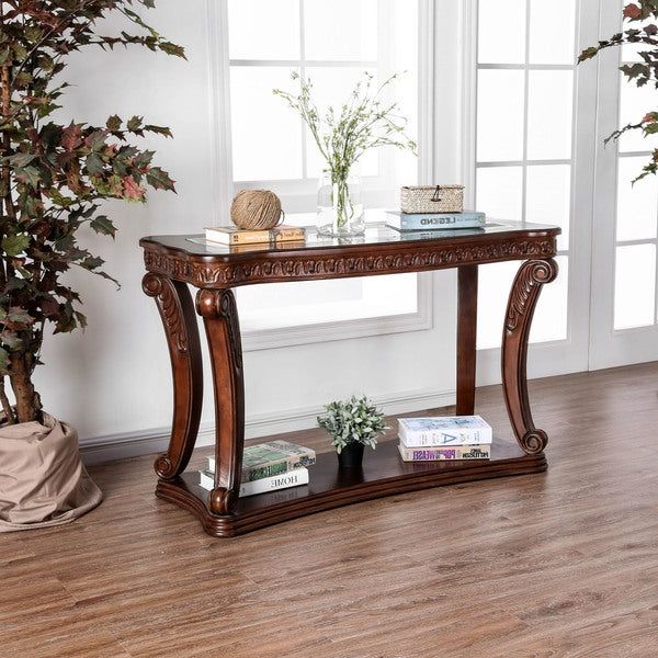 Furniture Of America Derg Traditional Dark Oak 48 Inch 1 With Regard To Most Recently Released 1 Shelf Square Console Tables (View 2 of 10)