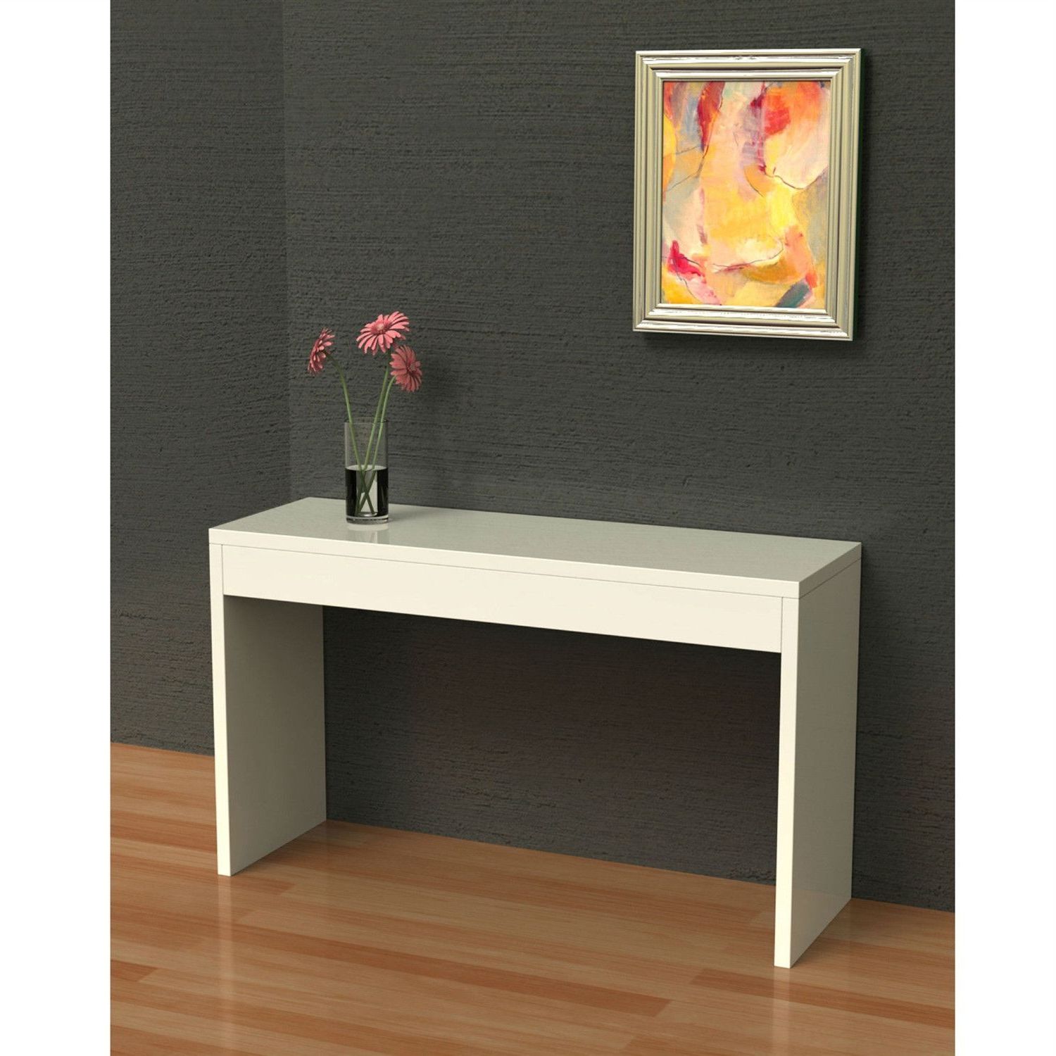 Geometric White Console Tables In Widely Used White Sofa Table Modern Entryway Living Room Console Table (View 5 of 10)