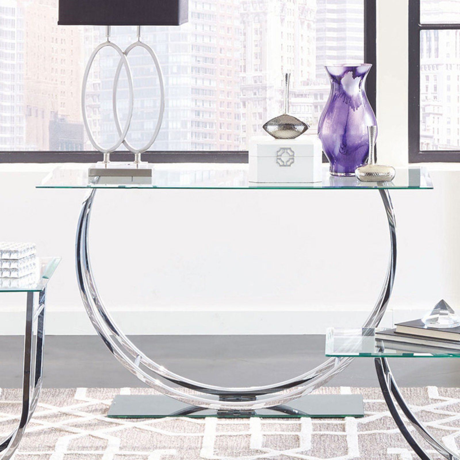 Glass And Chrome Console Tables Intended For Well Liked Coaster Glass Top Console Table In Chrome – Walmart (View 1 of 10)