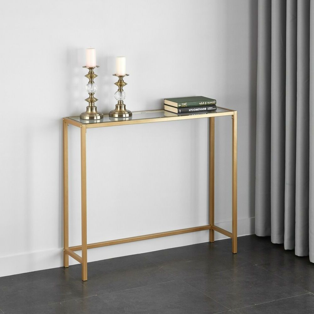 Glass And Pewter Console Tables For Well Known Details About Gold Glass Metal Console Table Accent (View 6 of 10)