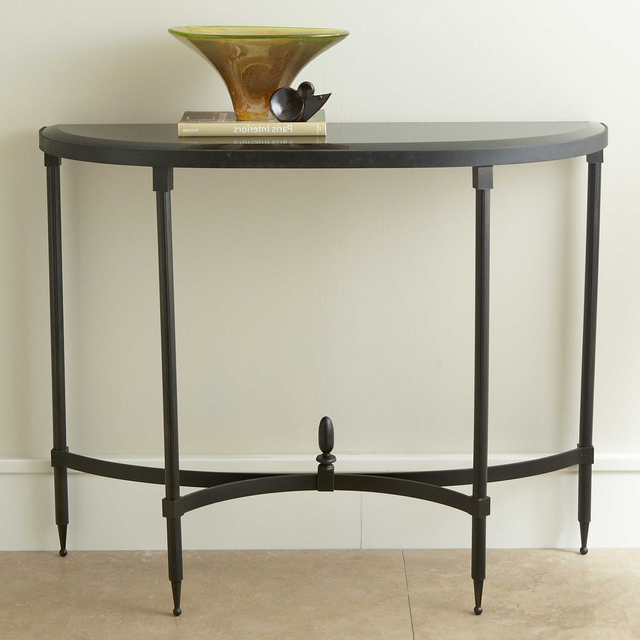 Global Views Fluted Iron Collection Bronze With Granite 42 Regarding Popular Round Iron Console Tables (View 2 of 10)