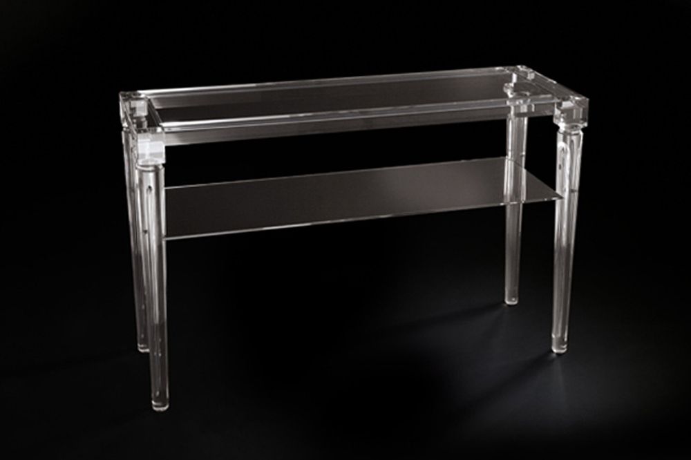 Gold And Clear Acrylic Console Tables Intended For Preferred  (View 7 of 10)